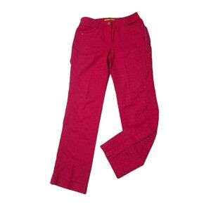Louis Castel‎ Women's Pants Size 64 Hot Pink Logo Print Straight Leg Golf Casual